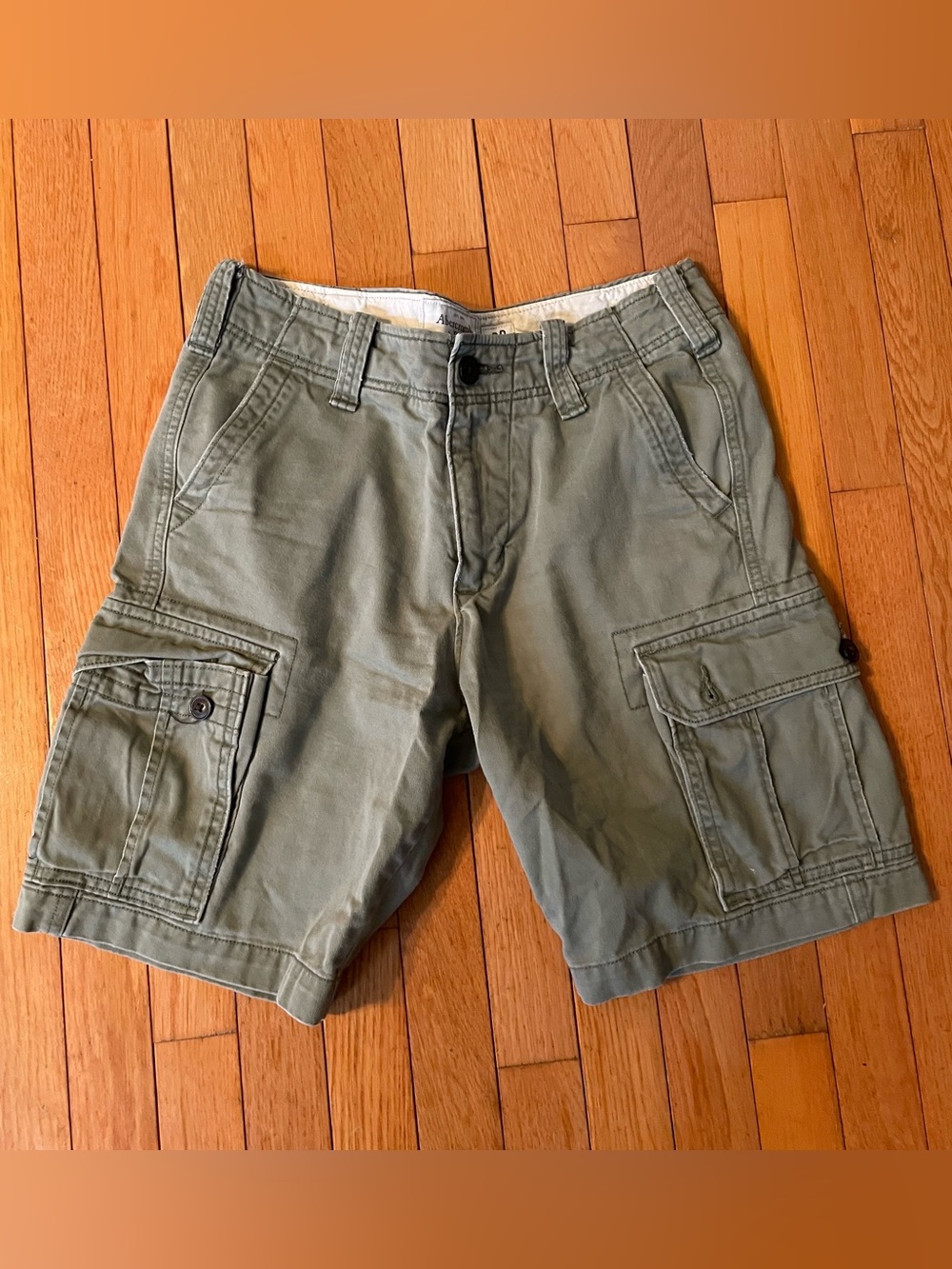 Abercrombie & Fitch Mens Cargo Shorts 30 Green Khaki Cotton Utility Y2K- EUC